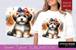 Havanese Dog Square Tshirt Background Patriotic Dog PNG Product Image 1