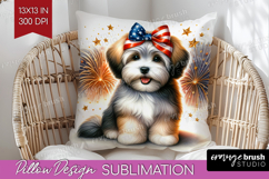 Havanese Dog Pillow Sublimation Patriotic Dog Pillow Cover Product Image 1