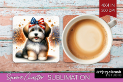 Havanese Dog Square Coaster Patriotic Dog Coaster PNG Product Image 1