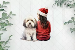 Christmas Dog And Little Girl Clipart Product Image 1