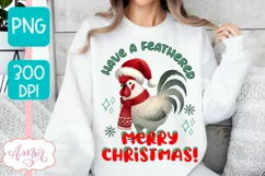 Merry Christmas sublimation PNG, Christmas rooster PNG Product Image 1