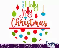 Colorful Christmas Svg Round Sign, Holly Jolly Christmas Product Image 2
