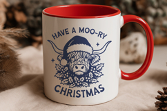 Have a Moo-ry Christmas SVG PNG | Highland Cow Xmas Design Product Image 2