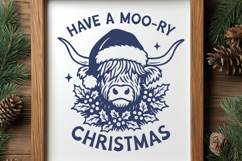 Have a Moo-ry Christmas SVG PNG | Highland Cow Xmas Design Product Image 3