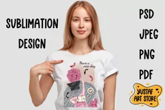sublimation design with girl,flowers,laptop,shoes and coffee Product Image 1
