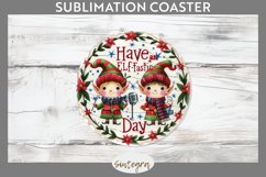Have An Elf Tastic Day v2 Christmas Round Coaster PNG Product Image 1