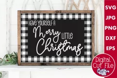 Merry Little Christmas Buffalo Plaid Farmhouse Sign Svg Product Image 1