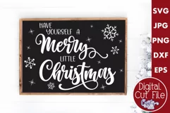 Merry Little Christmas Snowflakes Farmhouse Sign Svg Product Image 1