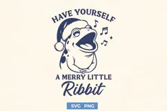 Funny Christmas Frog SVG | Merry Little Ribbit PNG Design Product Image 1