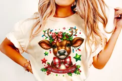 Have Yourself A Mooey Little Christmas Cow PNG, Holiday PNG Product Image 1