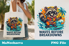 Funny Summer Raccoon Sublimation | Surf Animal PNG Product Image 1