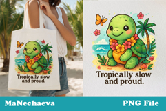 Funny Tropical Turtle PNG | Slow and Proud Sublimation Product Image 1