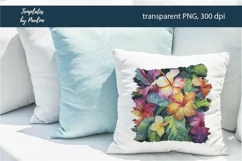 Hawaiian Flower Sublimation Pillow Design PNG