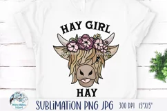 Hay Girl Hay Floral Highland Cow | Funny Sublimation PNG JPG Product Image 2