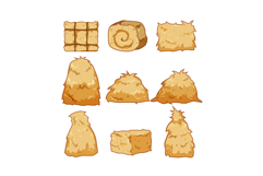 Varying haystacks and hay bales cartoon set Product Image 1