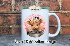 Hay Valentine Highland Cow Round Sublimation Design Product Image 2