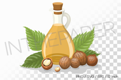 Nutty hazelnut glass bottle oil PNG SVG EPS Clipart Product Image 1