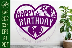 Happy birthday heart laser cut wall sign Product Image 1