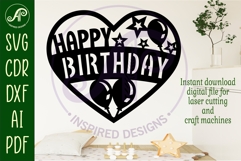 Happy birthday heart laser cut wall sign Product Image 2