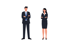 Two business professionals standing confidently with arms cr Product Image 1