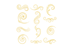 Elegant decorative swirls and flourishes in gold color, mini Product Image 1
