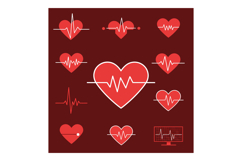 Heartbeat symbols and heart icons in red tones with a flat d Product Image 1
