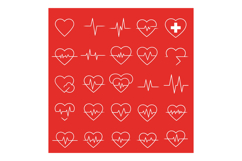 Heart symbols with pulse lines in a minimalistic flat design Product Image 1