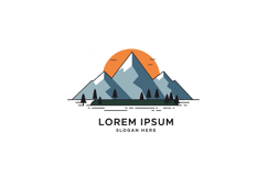 Mountain landscape with sunrise in a flat design style vecto Product Image 1