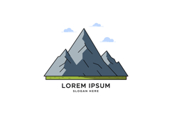 Mountain landscape featuring geometric shapes in flat design Product Image 1