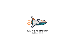 Rocket launching into the sky in a minimal design style, fea Product Image 1
