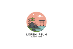 Serene landscape featuring a traditional Japanese torii gate Product Image 1