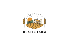 Rustic farm landscape with minimal design featuring fields, Product Image 1