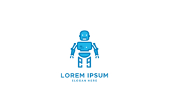 Friendly blue robot character with simple features in flat d Product Image 1