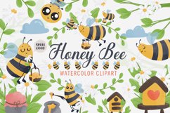 Watercolor Honey Bee Clipart Bundle, Honey Bee Sublimation Product Image 1