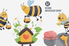 Watercolor Honey Bee Clipart Bundle, Honey Bee Sublimation Product Image 2