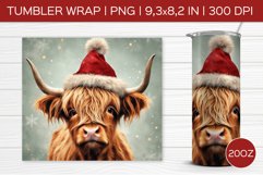 Christmas Highland Cow | Christmas Tumbler Sublimation Product Image 1