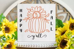 Happy Fall y’all svg sign| fall sign svg| floral pumpkin svg Product Image 5