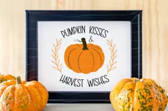 Pumpkin Kisses Harvest Wishes svg| farmhouse round sign svg Product Image 6