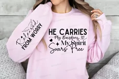 He Carries My Burdens My Spirit Sleeve SVG, Christian SVG Product Image 2