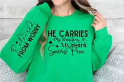 He Carries My Burdens My Spirit Sleeve SVG, Christian SVG Product Image 3
