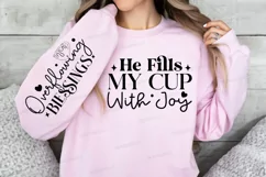 He Fills My Cup With Joy Sleeve SVG, Christian SVG Design Product Image 2
