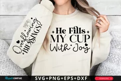He Fills My Cup With Joy Sleeve SVG, Christian SVG Design Product Image 1