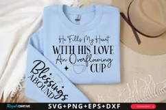 He Fills My Heart With Sleeve SVG, Christian SVG Design Product Image 1