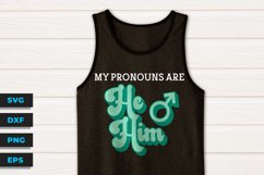 My Pronouns Are He/Him - Hand Drawn 70s Style SVG Cut File Product Image 1