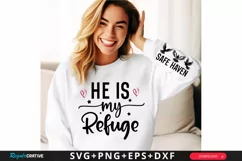 He Is My Refuge Sleeve SVG, God SVG Design, Faith SVG Product Image 2