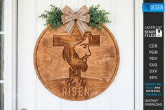 Christian Wall Sign Laser Cut | Door Hanger | He Is Risen Product Image 1