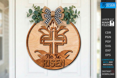 Christian Wall Sign Laser Cut | Door Hanger | He Is Risen Product Image 1