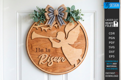 Christian Wall Sign Laser Cut | Door Hanger | He Is Risen Product Image 1