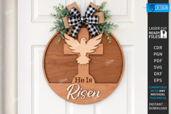Christian Wall Sign Laser Cut | Door Hanger | He Is Risen Product Image 1