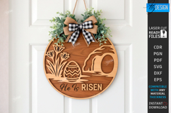 Christian Wall Sign Laser Cut | Door Hanger | He Is Risen Product Image 1